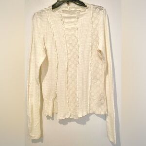 Free People Ivory Lace Knit Top